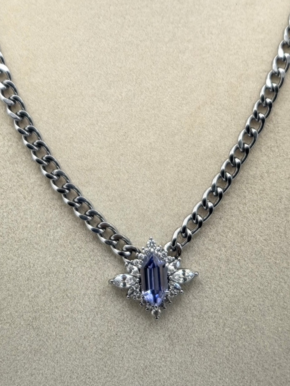 BaubleBar Silver Necklace with Blue-Violet Crystal Star Pendant